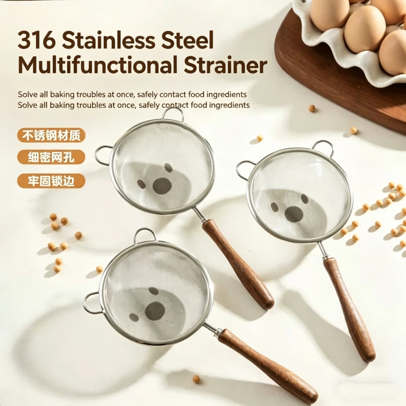 Baby Food Filter - Fine filter strainer, new 304 wooden