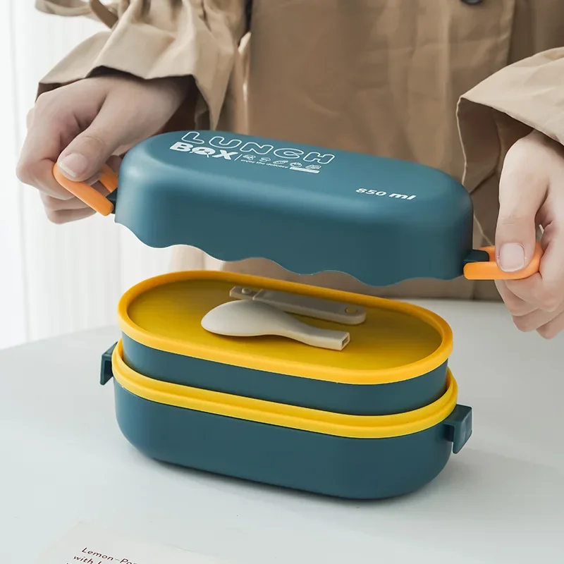 Baby Food Warmer - 850ML Lunch Box Double-layer Plastic Compartment
