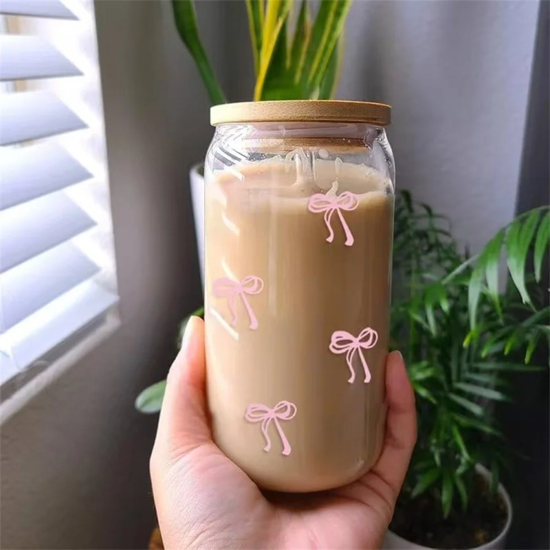 1pc Cute Bow Glass Cup 500ml T - đánh giá và giá Training Cup Straw