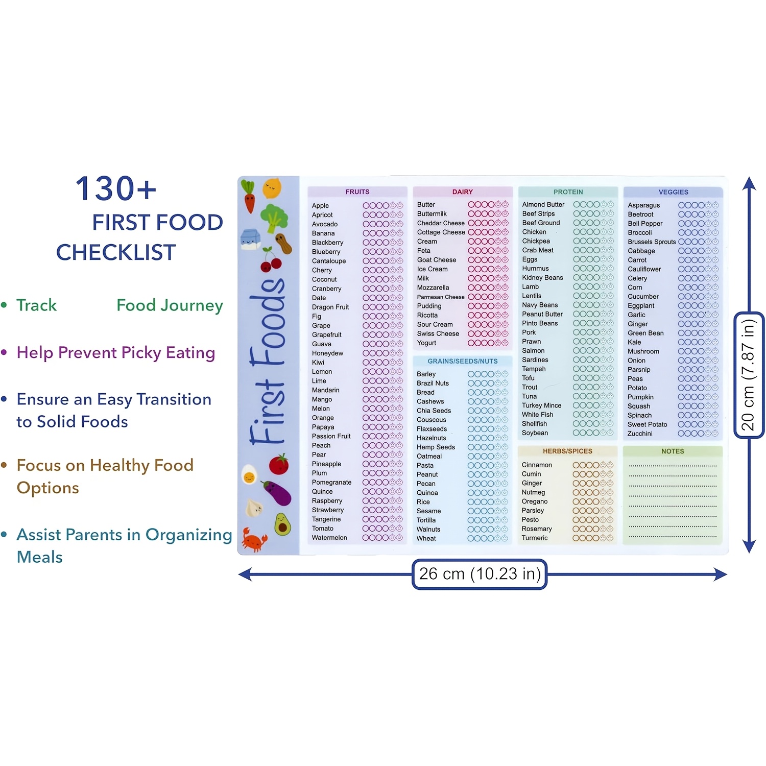 Baby First Foods Tracker, High - đánh giá và giá Baby Food List