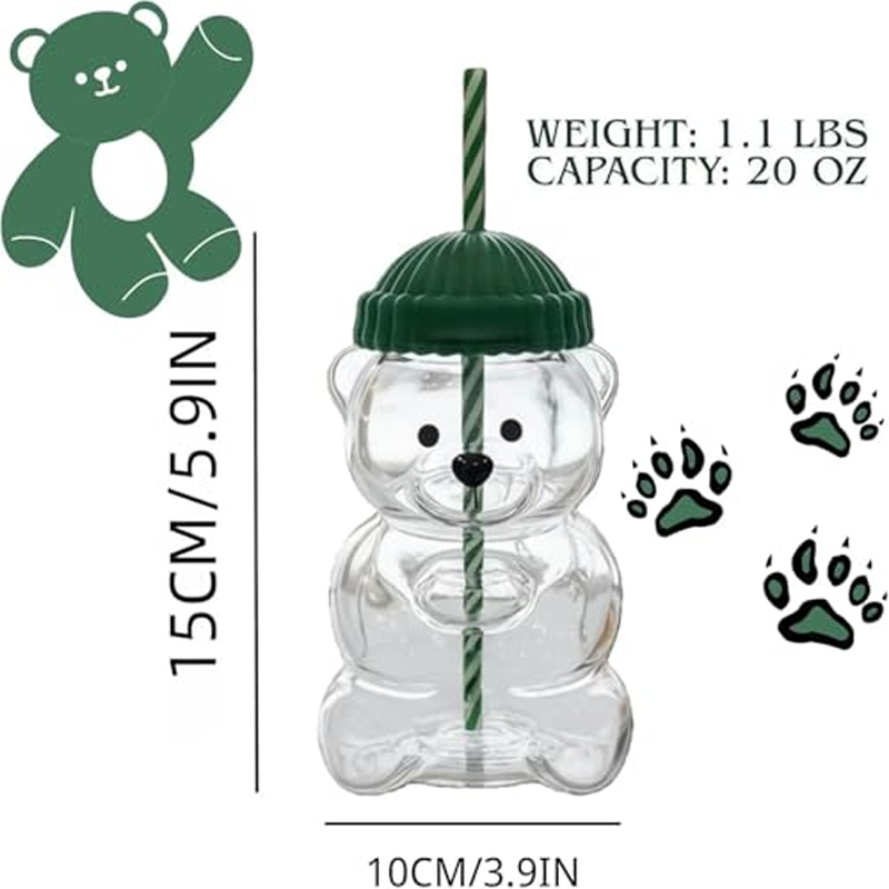 glass bear cup with straw and  - đánh giá và giá Training Cup Straw